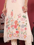 Varanga Off White Floral Embroidered Thread Work Kaftan Kurta with Trousers