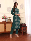Varanga Women Green Bandhani Printed Straight Kurta