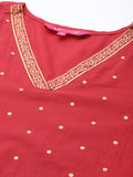 Varanga Women Maroon Ethnic Motifs Printed Kurta with Palazzos and Dupatta