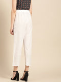 Varanga Women White Gotta Hem Design Straight Cropped Trousers