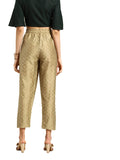 Varanga Women Golden & Beige Woven Design Cropped Trousers