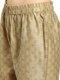 Varanga Women Golden & Beige Woven Design Cropped Trousers