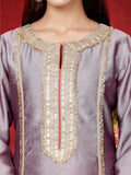 Varanga Women Lavender Zari Lace Embellished Anarkali Kurta With Trousers And Tissue Dupatta.