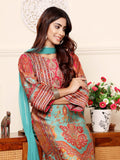 Varanga Women Turquish Ethnic Printed Zari & Gota Lace Detailed Kurta With Solid Trouser & Dupatta