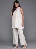 Varanga Women Off White Schiffli Co-Ord Set