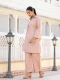 Varanga Women Peach Thread Embroidered Co-Ord Set