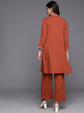 Varanga Women Rust Mandarin Collar Co-Ord Set