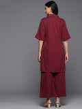 Varanga Women Maroon Lace Detailed Placket Co-Ord Set