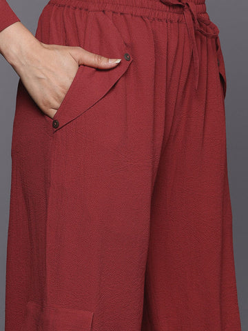 KSUT Women Rust Long Sleeves Joggers Co-Ord