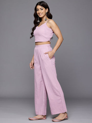 KSUT Women Lavender Strap Style Co-Ord Set