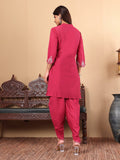 Varanga Women Mandarin Collar Thread Embroidered with Dhoti Salwar Bottom