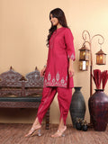 Varanga Women Mandarin Collar Thread Embroidered with Dhoti Salwar Bottom