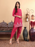 Varanga Women Mandarin Collar Thread Embroidered with Dhoti Salwar Bottom