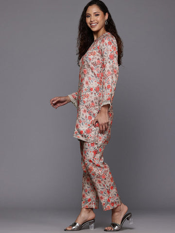 Varanga Women Lace Detailed Winter Printed Co-Ord Set