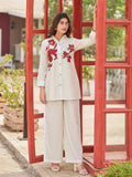 Varanga Women Cut Work and Thread Embroidered Shirt with Flared Palazzo