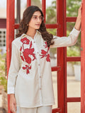 Varanga Women Cut Work and Thread Embroidered Shirt with Flared Palazzo