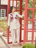 Varanga Women Cut Work and Thread Embroidered Shirt with Flared Palazzo
