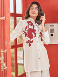 Varanga Women Cut Work and Thread Embroidered Shirt with Flared Palazzo