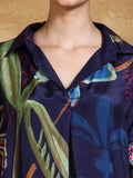 Bold floral printed loose fit top with flared palazzo