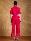 thread embroidered crop shirt with trouser