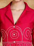 thread embroidered crop shirt with trouser