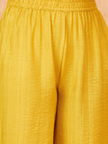 Varanga Women Solid Yellow Co-Ord Set With Regular Shirt Collar Shirt Paired With Solid Trousers