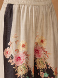 Varanga Women Contrast Black And White Floral Co-Ord Set With Elasticated Waistband On Trousers
