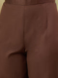 Varanga Women Elegant Brown Co-Ord Set Featuring Thread Embroidery , Paired With Ankle-Length Trousers For A Chic, Coordinated Look.