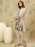Varanga Women Off-White Co-Ord Set With Contrast Thread Embroidery , Paired With Comfy Ankle-Length Trousers For A Polished Look.