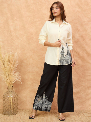 Varanga Women Black And White Co-Ord Set With Thread Work And Sequins Highlighting
