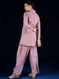 Varanga Co Ords Set With Embroidered Top Paired With Solid Ankle-Length Trousers For A Stylish And Comfortable Look.