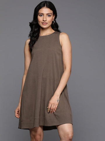 Varanga Women Brown A-Line Dress