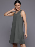 Varanga Women Grey Pocket Detailed A-Line Dress