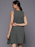 Varanga Women Grey Pocket Detailed A-Line Dress