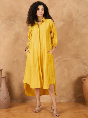 Shirt Collar A Line Dress