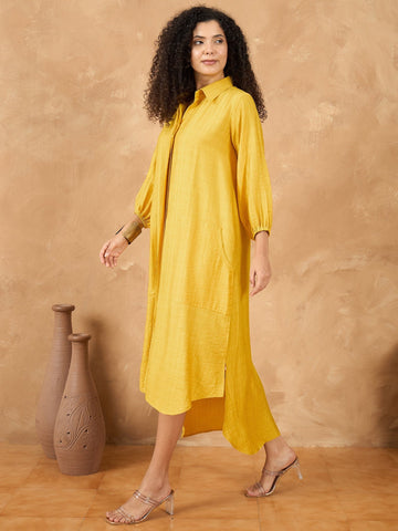 Shirt Collar A Line Dress