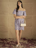 A Stunning Off-Shoulder Dress With Flared Sleeves .