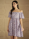 A Stunning Off-Shoulder Dress With Flared Sleeves .