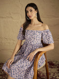 A Stunning Off-Shoulder Dress With Flared Sleeves .