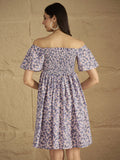 A Stunning Off-Shoulder Dress With Flared Sleeves .