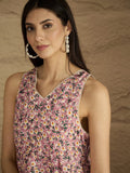 A Floral-Printed Knee-Length Dress With V Neckline Perfect For Turning Heads From Brunch To Evening Outings.