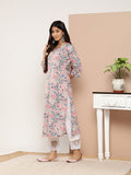 Varanga women Pink Three Quarter Sleeve Straight Kurta.