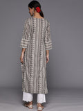 Varanga Women Grey Printed Straight Kurta With 3/4Th Sleeve.