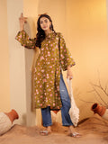 Varanga Women Mustard Floral Printed Straight Kurta With Flared Sleeves