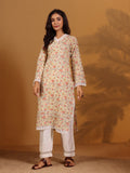 Varanga Women Off White Floral Prnted Straight Kurta