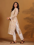 Varanga Women Off White Floral Prnted Straight Kurta