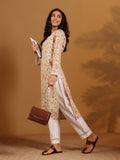 Varanga Women Off White Floral Prnted Straight Kurta