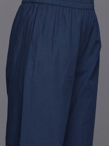 Varanga Women Blue Lace Embroidered Anarkali Kurta Paired With Net Sequined Dupatta