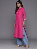 Varanga Women Fuchsia Thread Embroidered Kurta