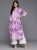 Varanga Women Purple And White Gota Embellished Straight Kurta